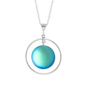 Circle w/ Loop Pendant Sterling Silver Crystal Jewelry